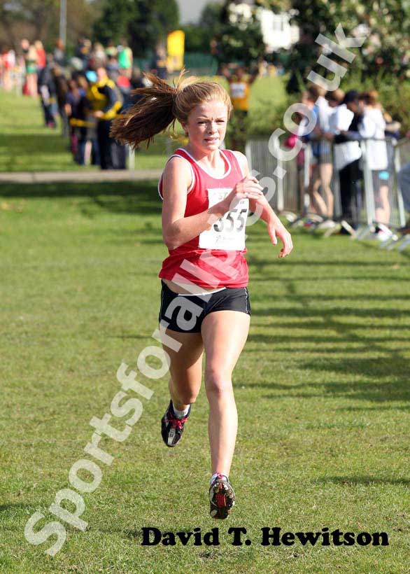Sarah McGrail (Warrington) winning the under-15s, Northern Cross Country Relay.